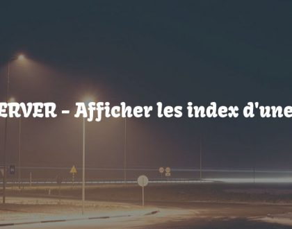Afficher les index d'une table