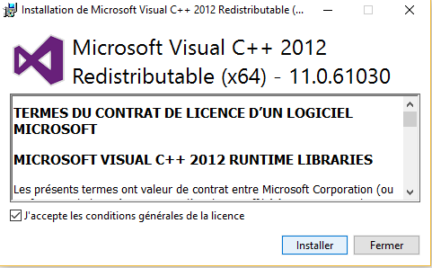 Redistribuable Visual C++ pour Visual Studio 2012 Update 4