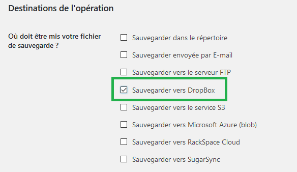 Sauvegarder votre site sur Dropbox BackWPup